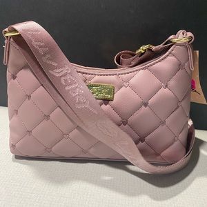 Betsey Johnson Mauve Quilted Heart Purse